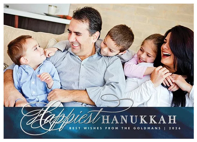 Blue Brushstrokes Hanukkah Cards