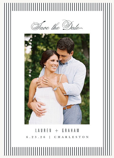 Pinstripe Romance Save the Date Cards