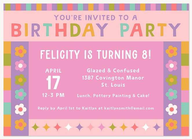 Colorful Quilt Kids Birthday Invitations