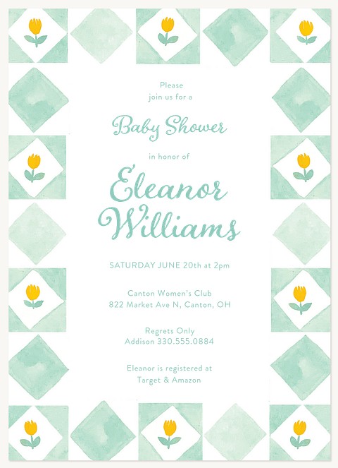 Watercolor Tiles Baby Shower Invites