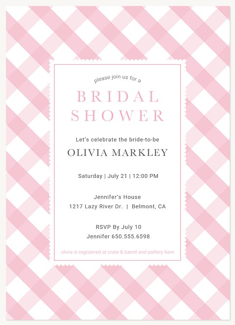 Cottage Plaid Bridal Shower Invitations