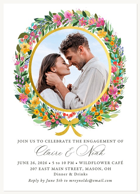 Blooming Wreath Engagement Party Invitations