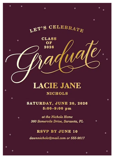 Gilded Confetti Graduation Party Invitations