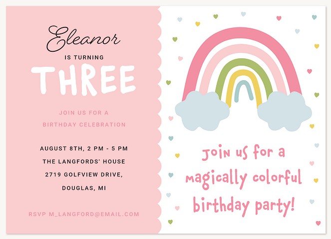Rainbow Fun Kids Birthday Invitations