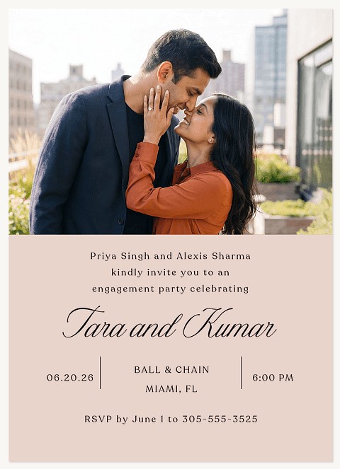 Refined Note Engagement Party Invitations