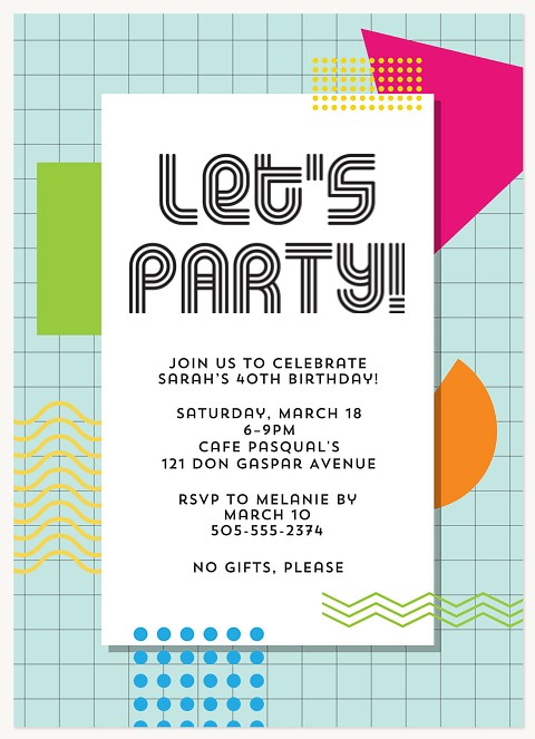 Retro Remix Adult Birthday Party Invitations