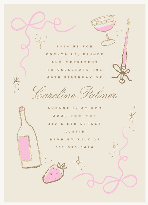 Doodle Soirée Adult Birthday Party Invitations