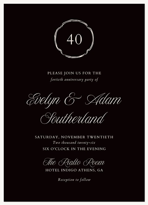 Simple Ink Wedding Anniversary Invitations