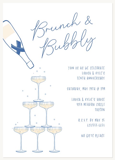 Bubbly Toast Wedding Anniversary Invitations