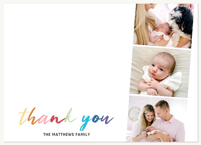 Rainbow Script Thank You Cards 