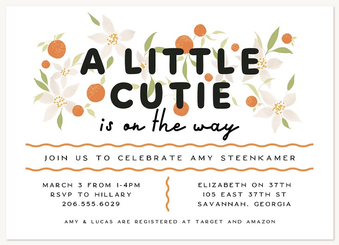 A Little Cutie Baby Shower Invites