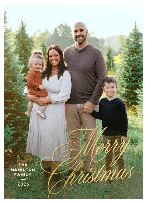 Radiant Script Personalized Holiday Cards