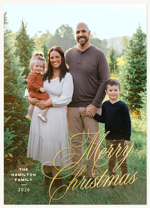 Radiant Script Personalized Holiday Cards