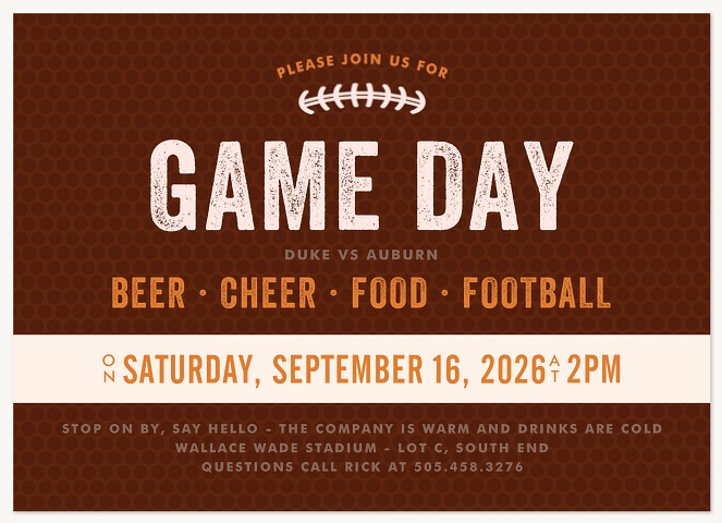Game Day Invitations