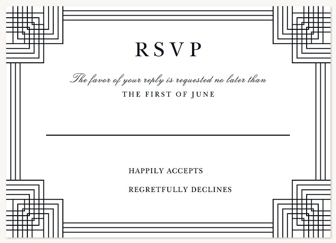 Deco Corners Wedding RSVP Cards