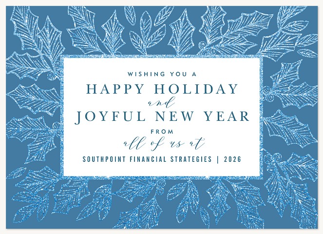Glittering Holly Business Holiday Cards