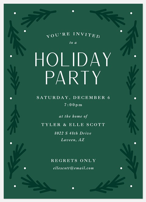 Sprig Garland Holiday Party Invitations