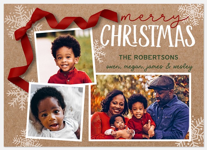 Kraft Ribbon Holiday Photo Cards