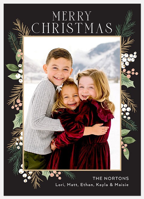 Greenery Frame Holiday Photo Cards