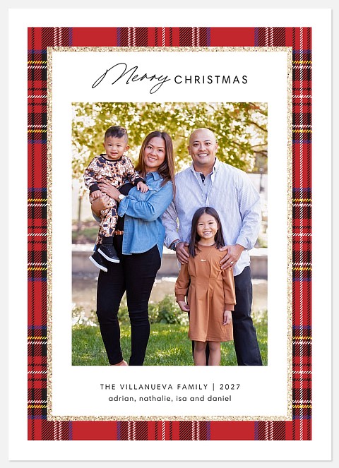 Glitzy Plaid Holiday Photo Cards