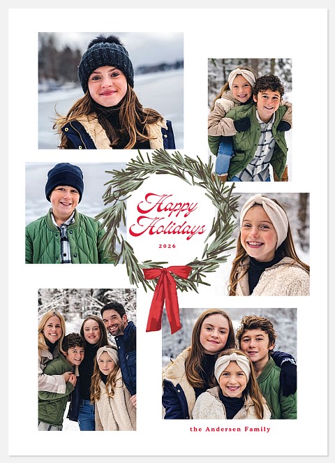 Center Wreath Holiday Photo Cards