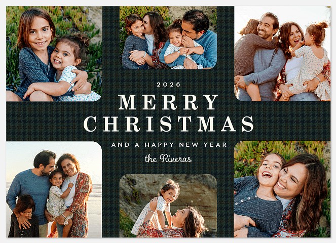Houndstooth Collage Holiday Photo Cards