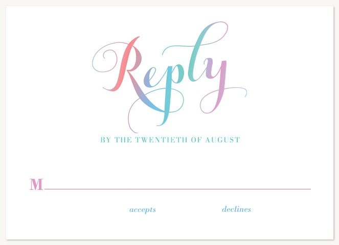 Rainbow Gradient Bat Mitzvah RSVP Cards