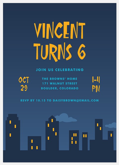 Night Sky Kids' Birthday Invitations