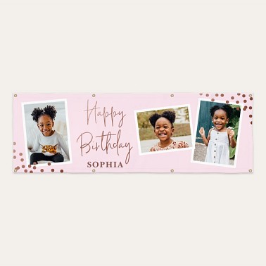 Rosey Confetti Birthday Banner