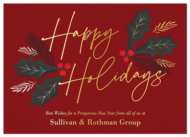 Crimson Cheer Business Holiday Cards