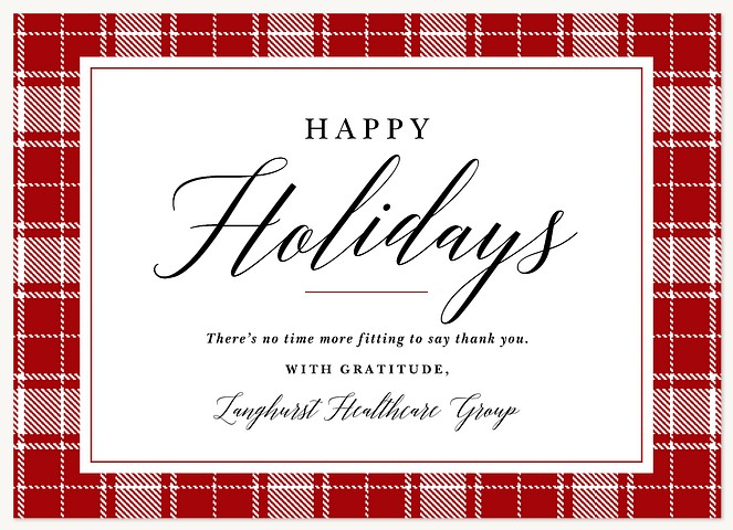 Penned Plaid Business Holiday Cards