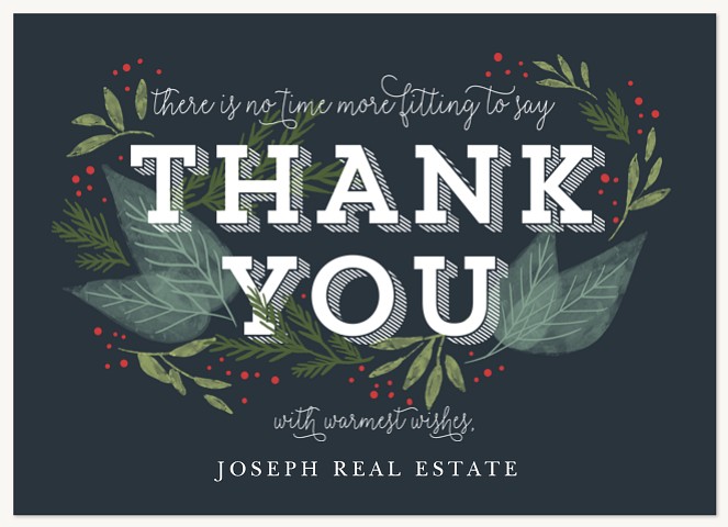 Thankful Greenery Business Holiday Cards