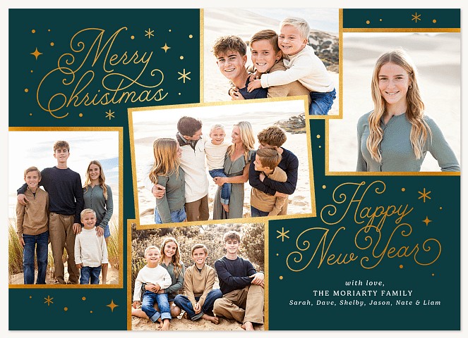 Starry Flourish Personalized Holiday Cards