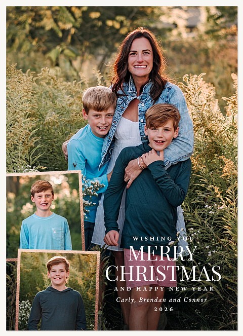 Golden Highlights Personalized Holiday Cards