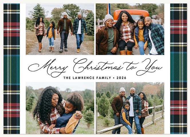 Tartan Edge Personalized Holiday Cards
