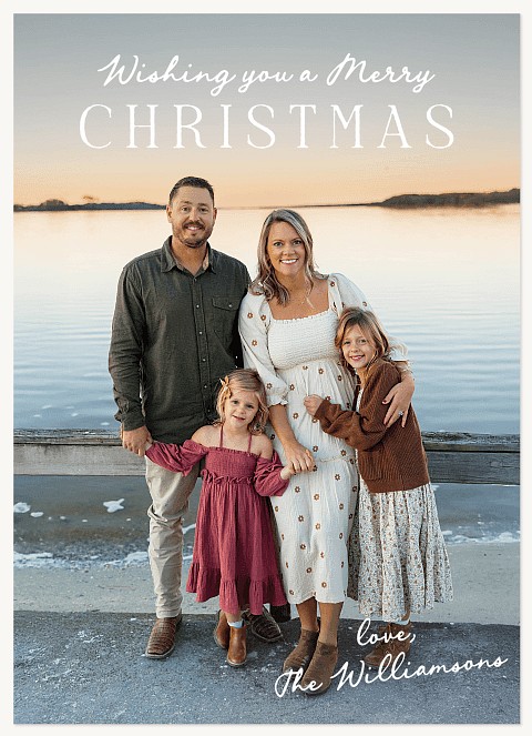 Serene Script Personalized Holiday Cards