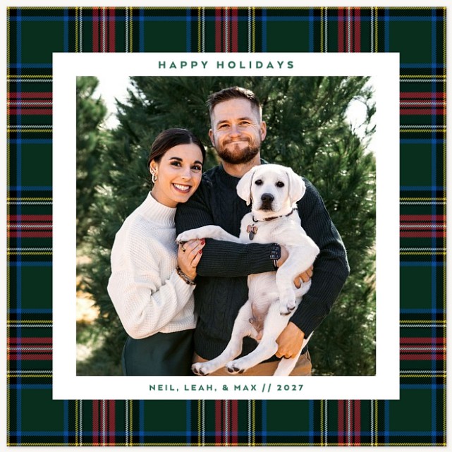 Plaid Square Personalized Holiday Cards