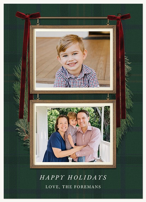 Two Frame Tartan Personalized Holiday Cards