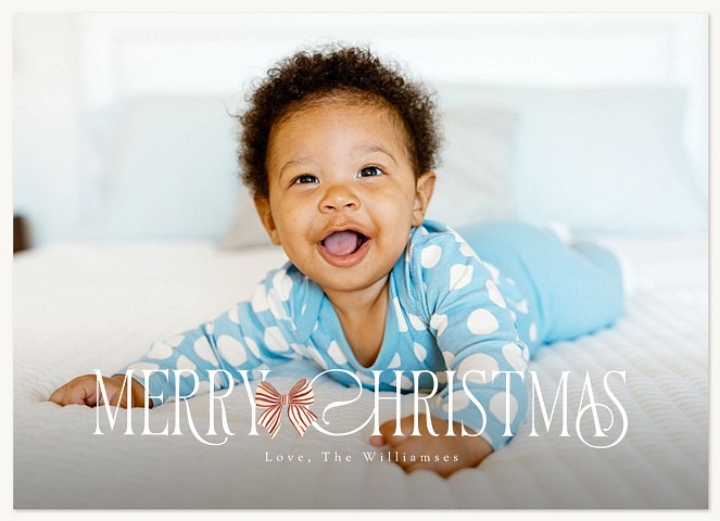 Peppermint Bow Personalized Holiday Cards