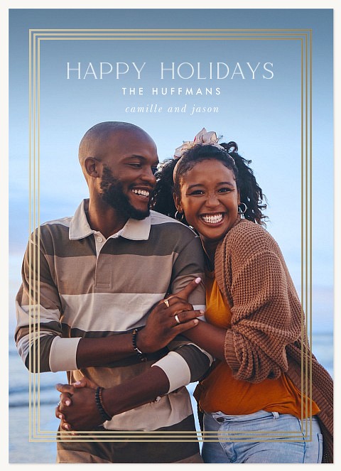 Golden Lines Personalized Holiday Cards
