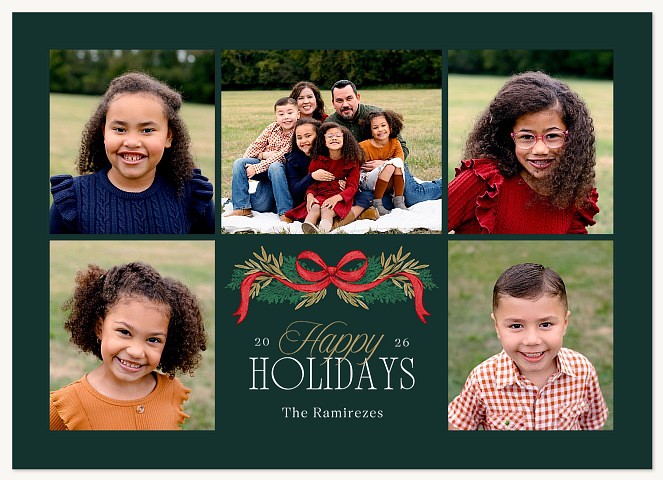 Textured Garland Personalized Holiday Cards