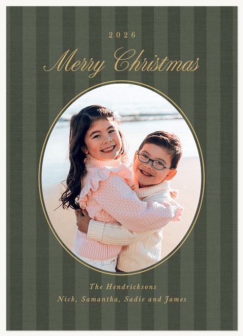 Vintage Stripes Personalized Holiday Cards