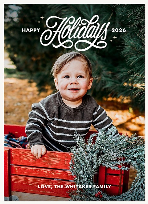 Retro Flourish Personalized Holiday Cards