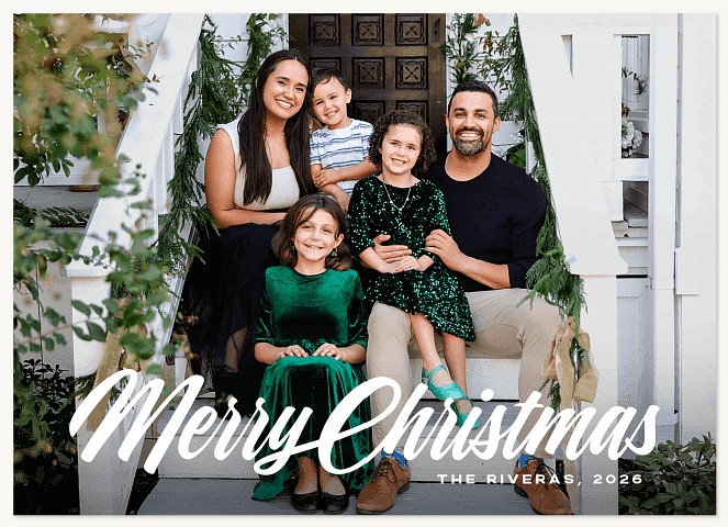 Connected Brush Script Personalized Holiday Cards