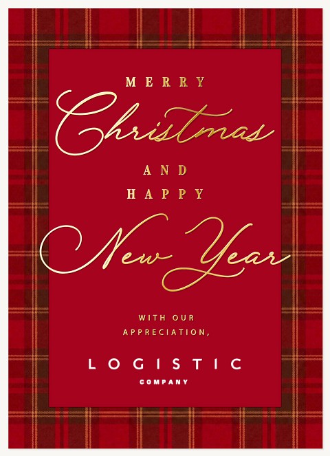 Joyful Tartan Business Holiday Cards
