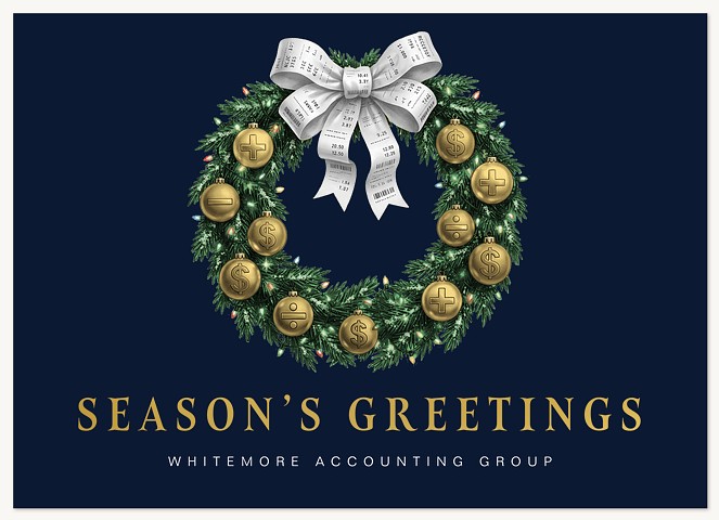 Finance Wreath Business Holiday Cards