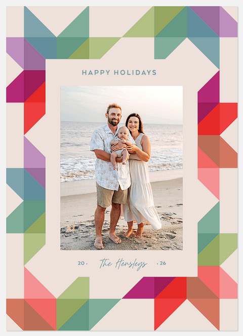 Bright Patchwork Holiday Photo Cards