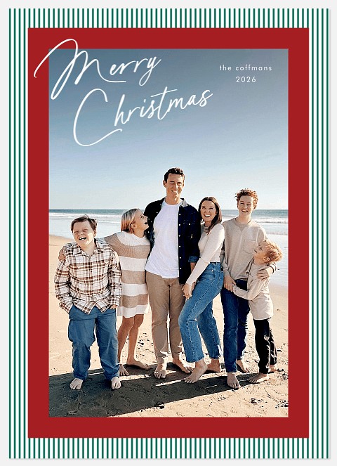 Stripe Border Holiday Photo Cards