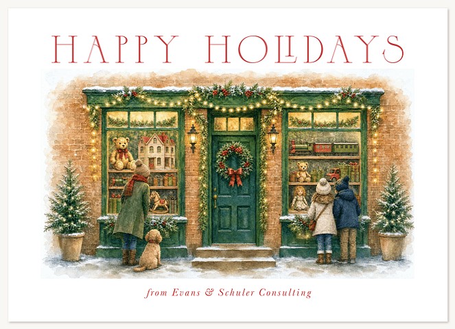 Nostalgic Storefront Business Holiday Cards