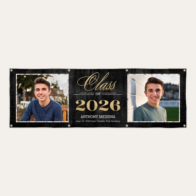 Wooden Duo Graduation Banner Custom Banners